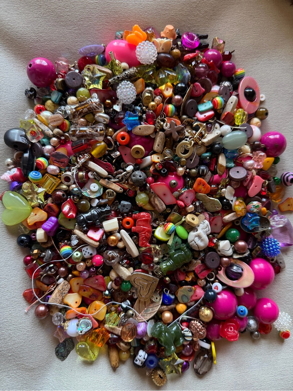 2.8 lbs Mixed Craft Beads and Charms Bright Multicolor